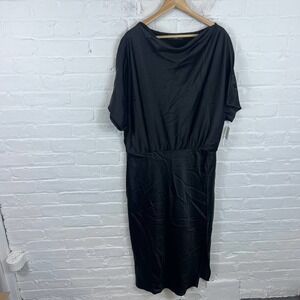 Renee C Women's Cowl Neck Fit & Flare Midi Dress 3/4 Sleeve Black Size 3XL